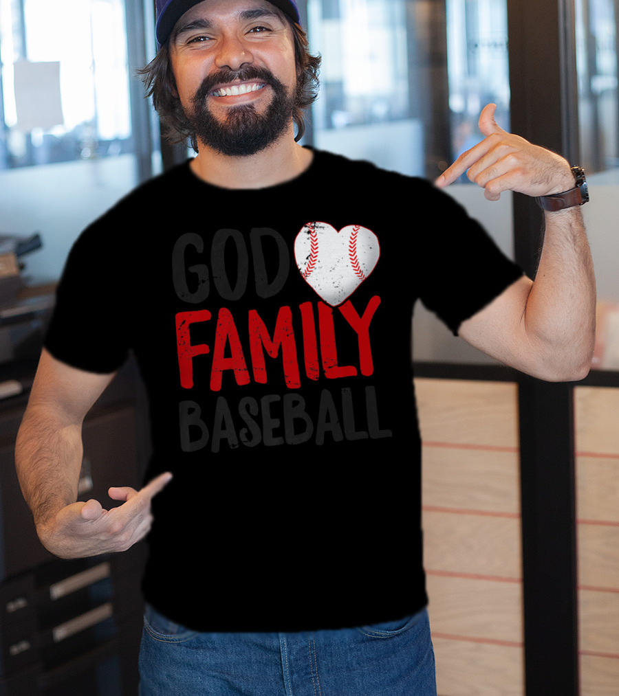 God Family Baseball Mom Mother Dad Father Coach27 Heart Baseball T-Shirt