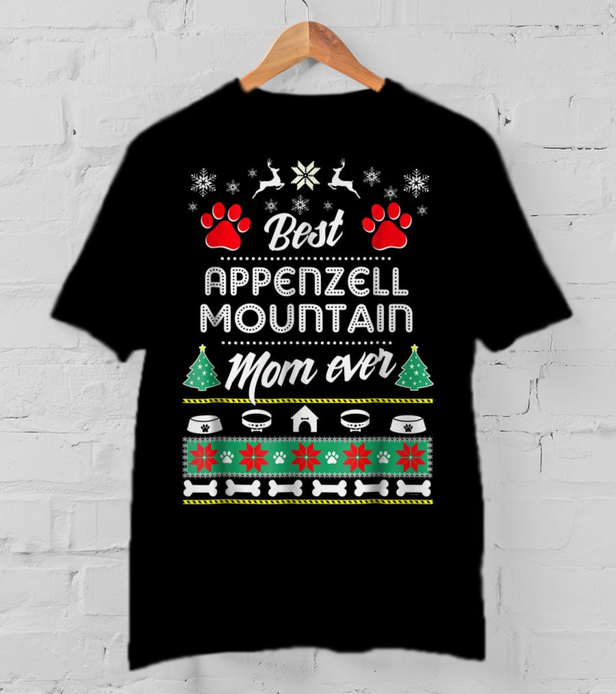 Best Appenzell Mountain Mom Ever Christmas Reindeer And Dog Paw Decorations T-Shirt