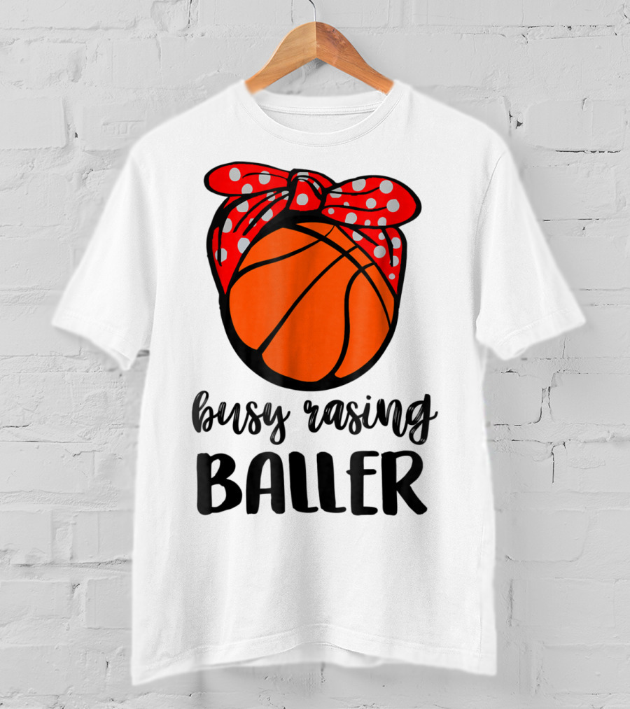 Busy Raising Baller Basketball Bandana Bow T-Shirt
