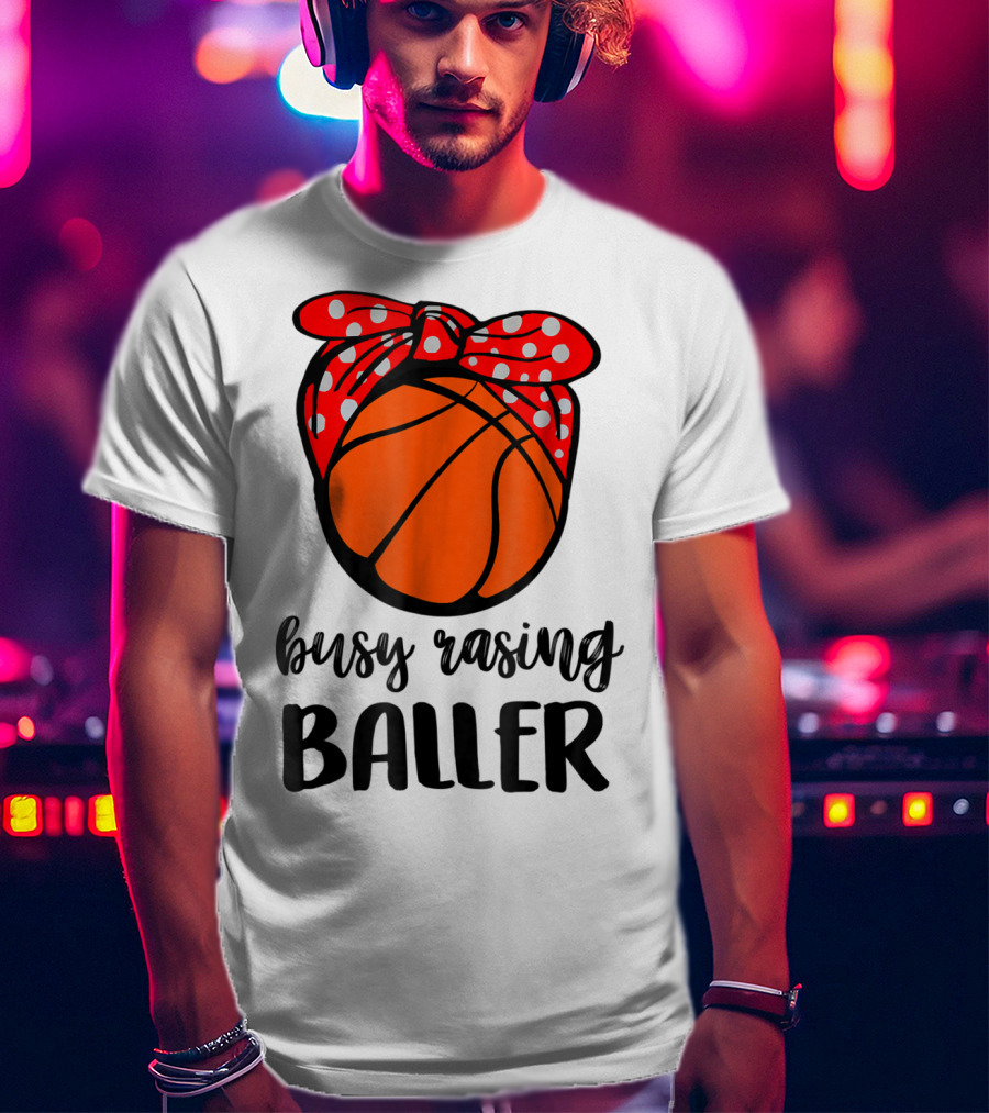 Busy Raising Baller Basketball Bandana Bow T-Shirt