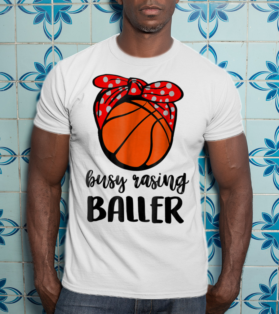 Busy Raising Baller Basketball Bandana Bow T-Shirt