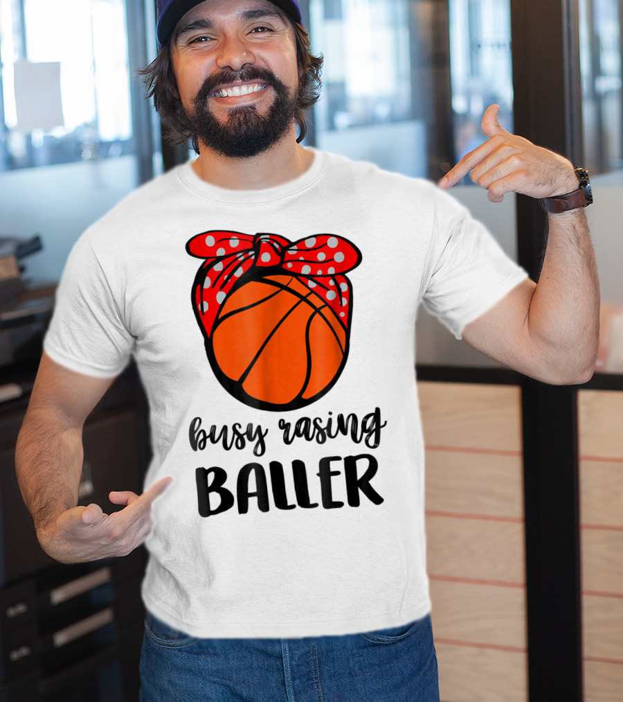 Busy Raising Baller Basketball Bandana Bow T-Shirt