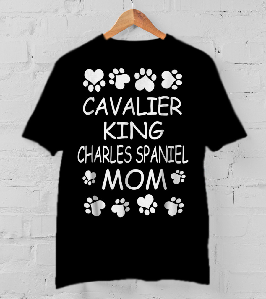 Cavalier King Charles Spaniel Mom With Paw And Heart T-Shirt