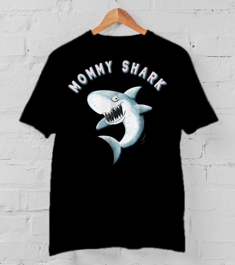 Mommy Shark I Shark Print Baby Shark T-Shirt