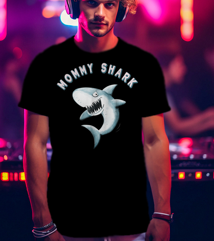 Mommy Shark I Shark Print Baby Shark T-Shirt