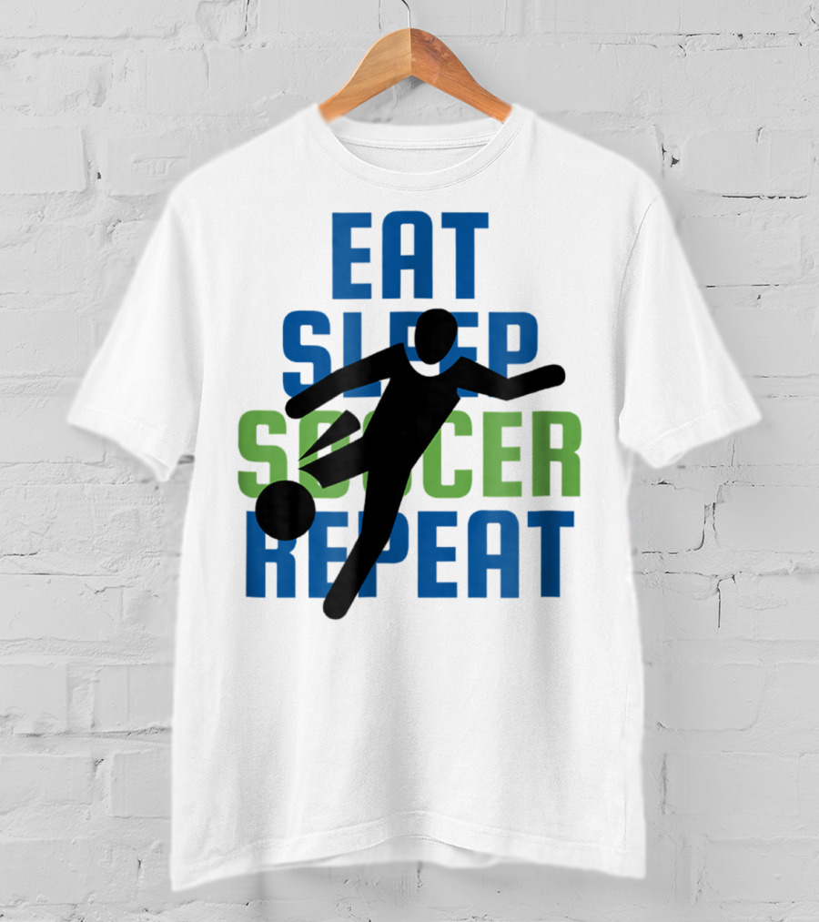Eat Sleep Soccer Repeat Mom Girl Boy Kids Youth Soccer Player T-Shirt
