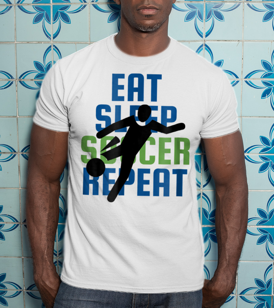 Eat Sleep Soccer Repeat Mom Girl Boy Kids Youth Soccer Player T-Shirt