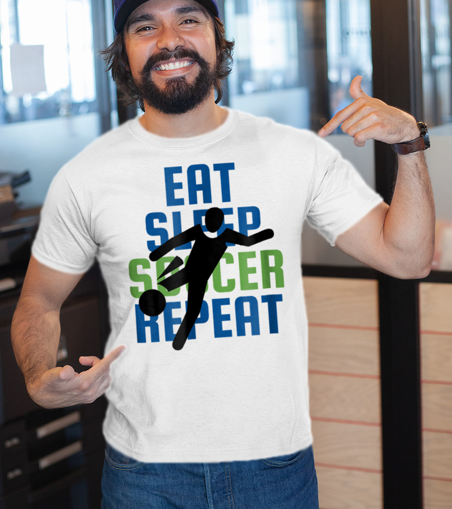 Eat Sleep Soccer Repeat Mom Girl Boy Kids Youth Soccer Player T-Shirt
