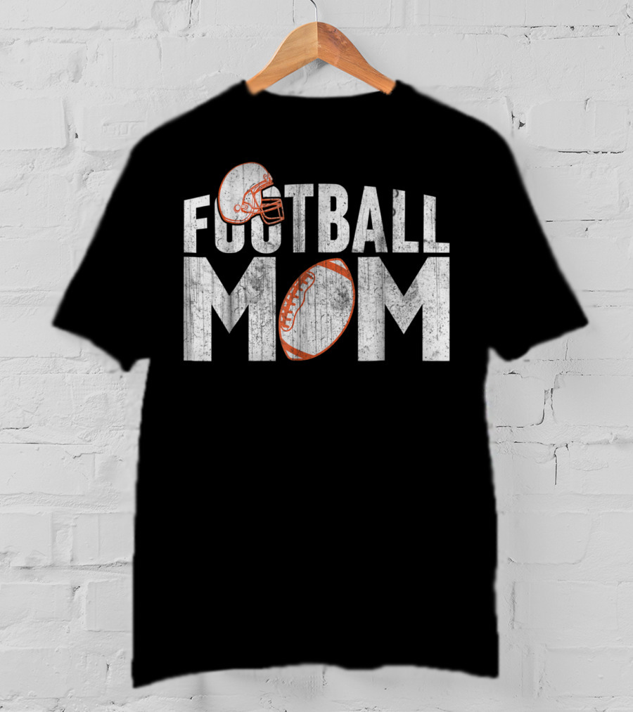 Football Mom Helmet And Ball Fan T-Shirt