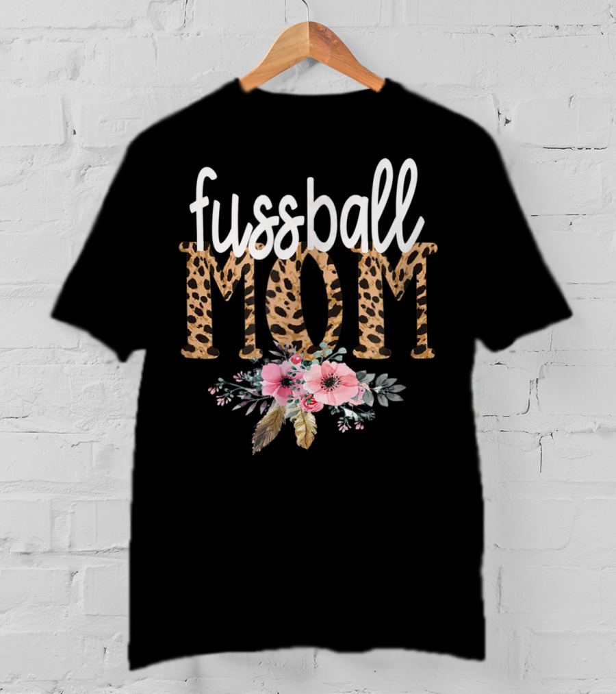 Fussball Mom Leopard Print Floral T-Shirt