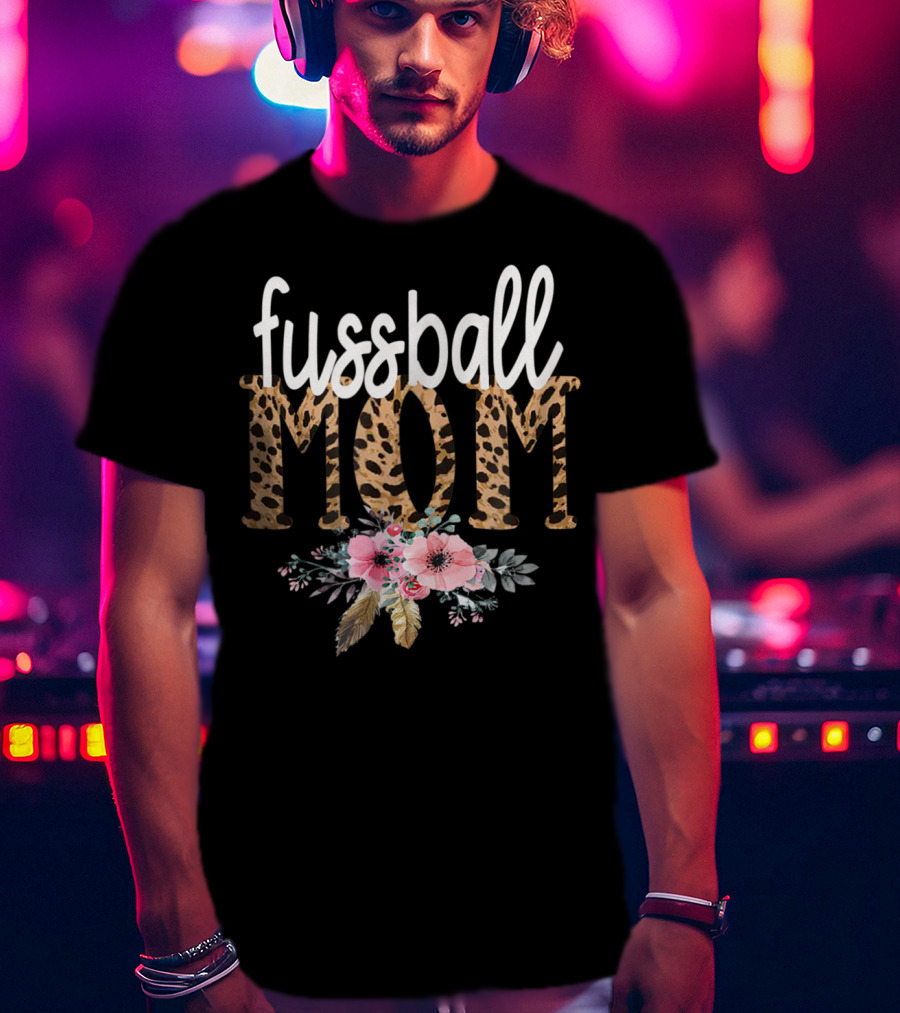 Fussball Mom Leopard Print Floral T-Shirt