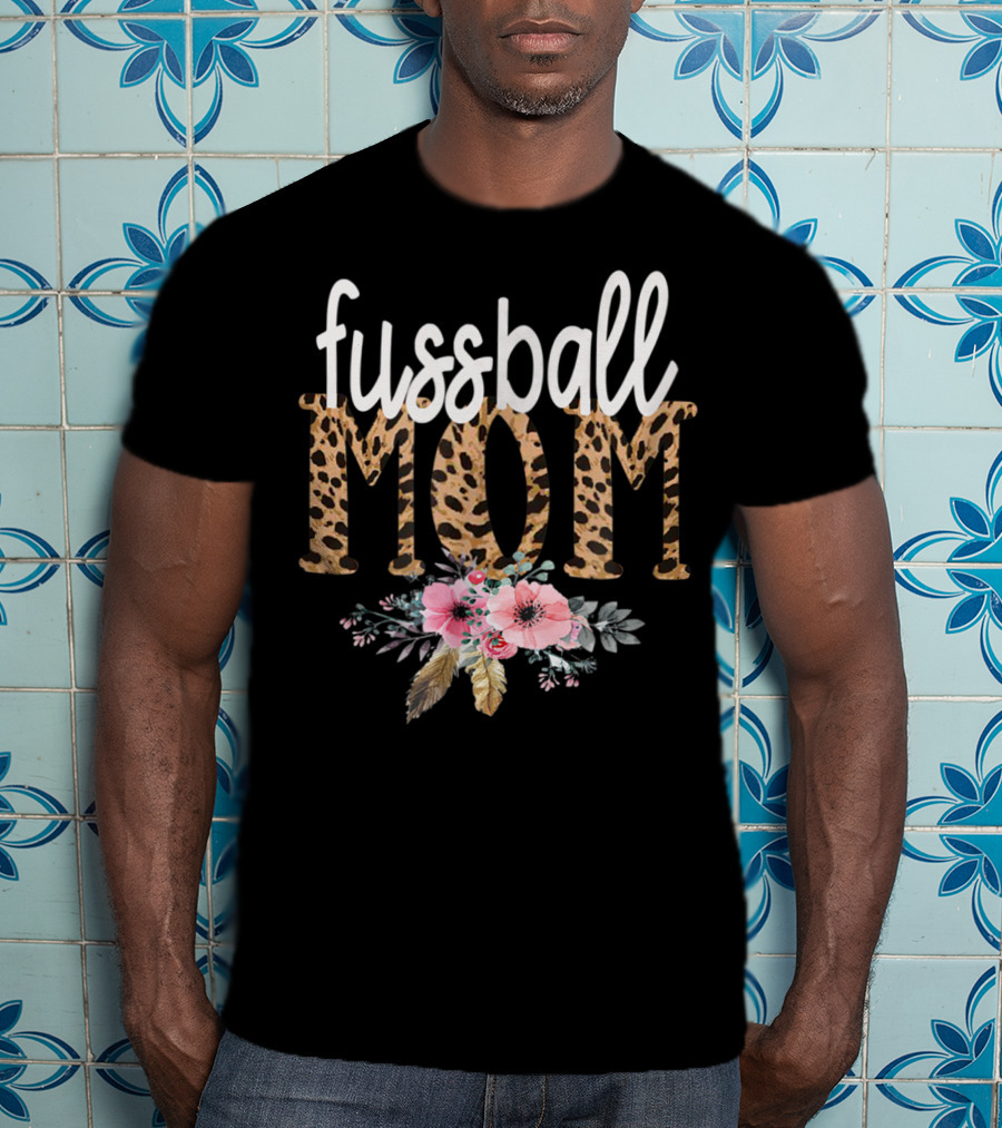 Fussball Mom Leopard Print Floral T-Shirt