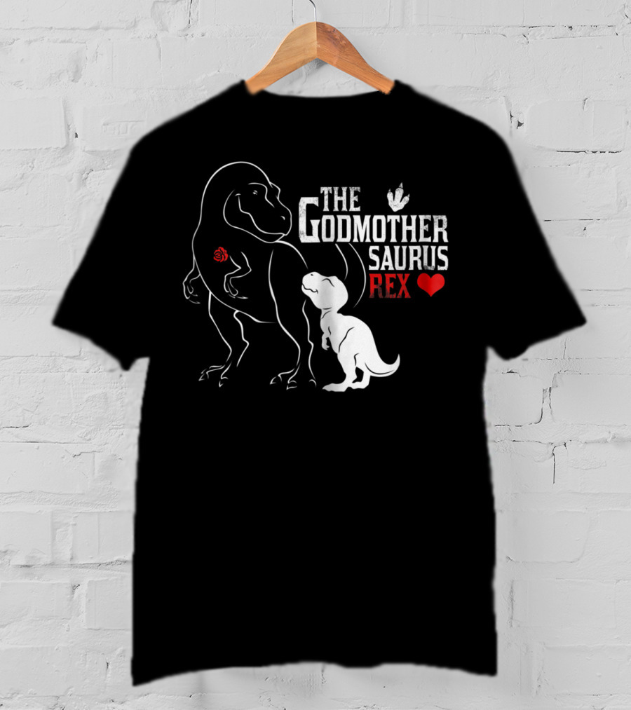The Godmother Saurus Rex Mama Saurus Dinosaur Heart T-Shirt