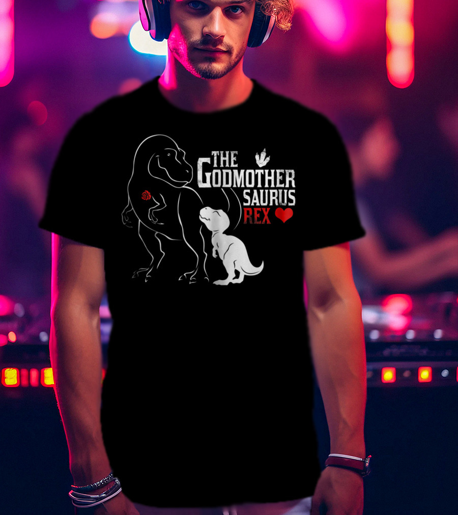 The Godmother Saurus Rex Mama Saurus Dinosaur Heart T-Shirt
