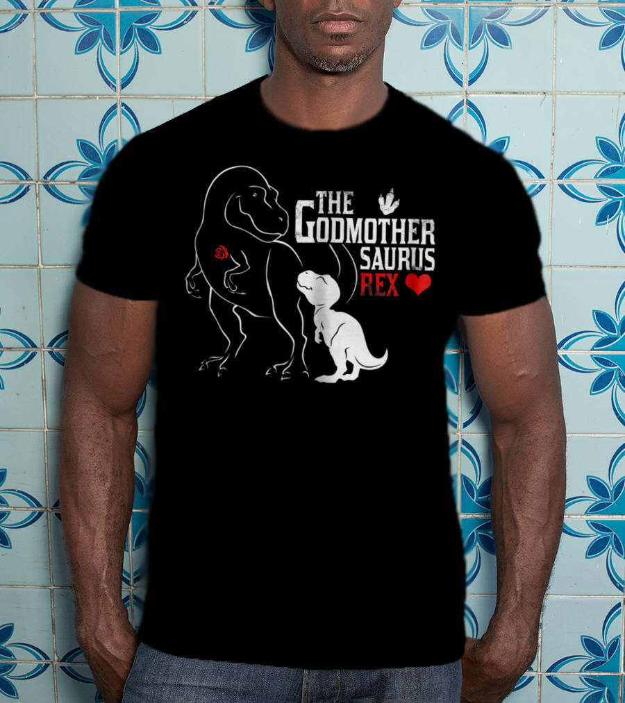 The Godmother Saurus Rex Mama Saurus Dinosaur Heart T-Shirt
