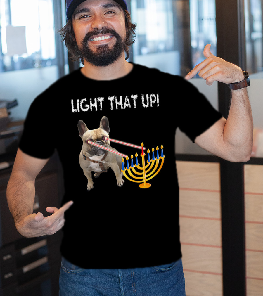LIGHT THAT UP Hanukkah Frenchie Proud French Bulldog52 T-Shirt