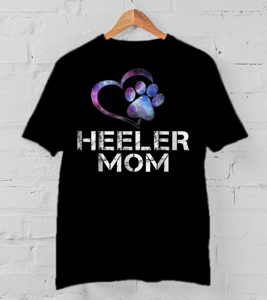 HEELER MOM Galaxy Heart Paw T-Shirt