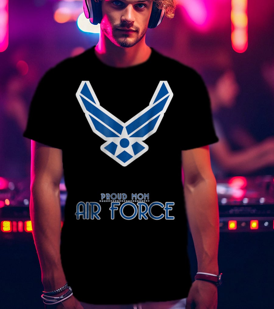 Proud Air Force Mom Blue Emblem T-Shirt