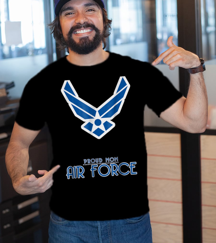 Proud Air Force Mom Blue Emblem T-Shirt
