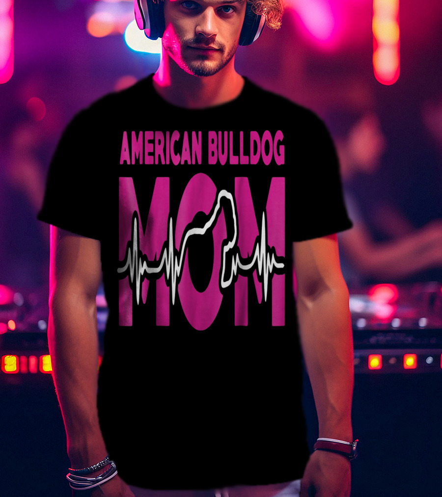 American Bulldog Mom Heartbeat T-Shirt
