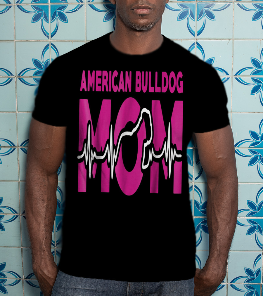 American Bulldog Mom Heartbeat T-Shirt