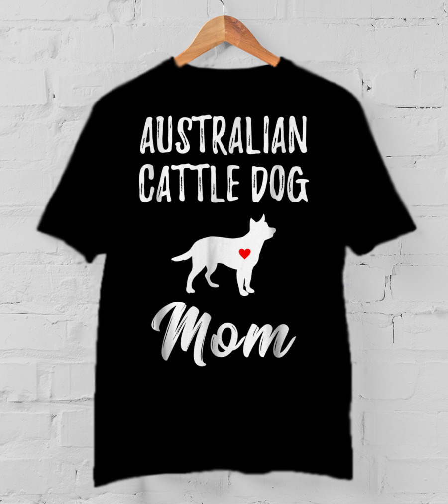 Australian Cattle Dog Mom Silhouette With Heart T-Shirt