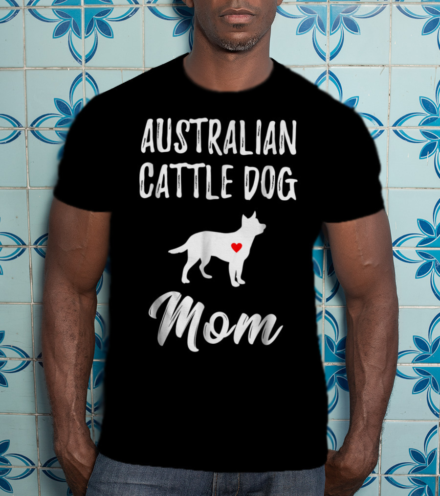 Australian Cattle Dog Mom Silhouette With Heart T-Shirt
