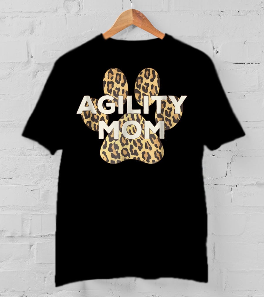 Agility Mom Leopard Dog Paw Print Ivory Cheetah T-Shirt
