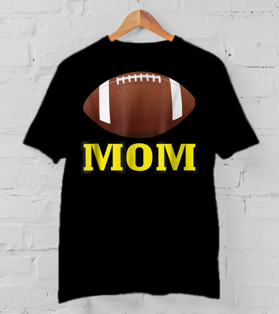 American Football Mom Gold Letters With Football T-Shirt