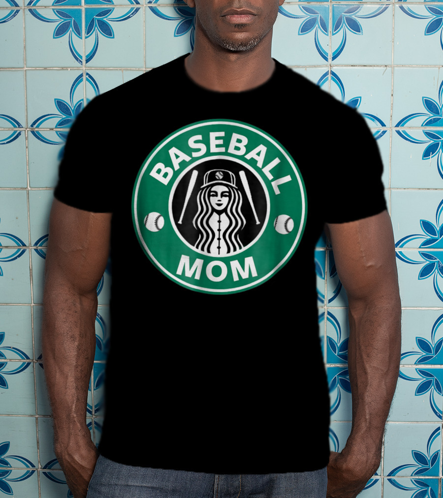 Baseball Mom Coffee Logo Style29 Double Baseball Bats Green Circle T-Shirt