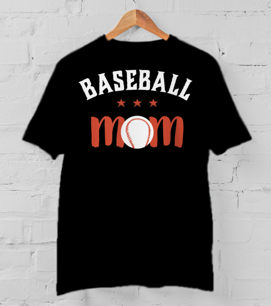Baseball Mom For Proud Mother And Sports Parents With Stars And Baseball T-Shirt