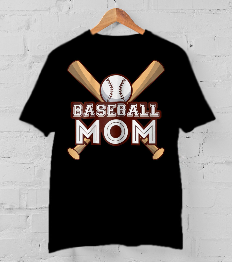 Baseball Mom Crossed Bats And Ball T-Shirt