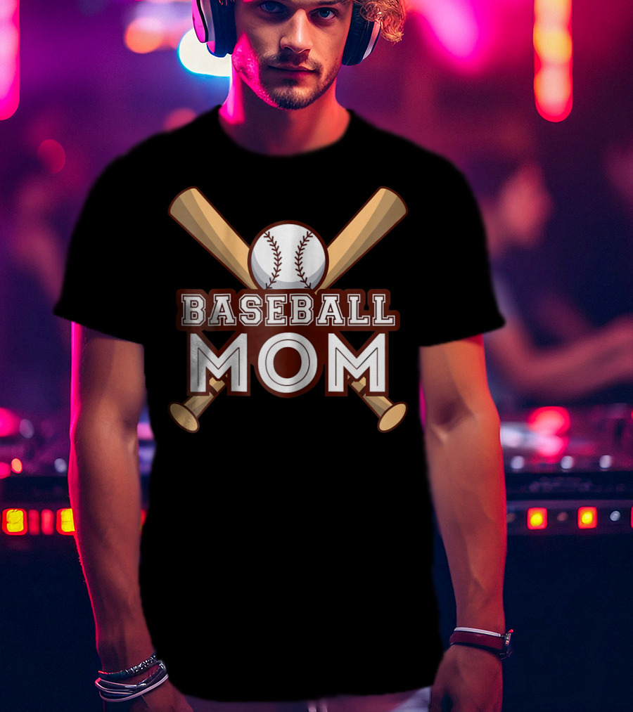 Baseball Mom Crossed Bats And Ball T-Shirt
