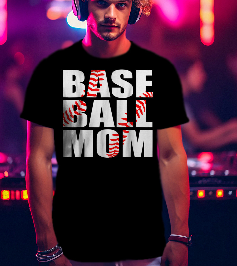 Baseball Mom Baseball Stitch T-Shirt
