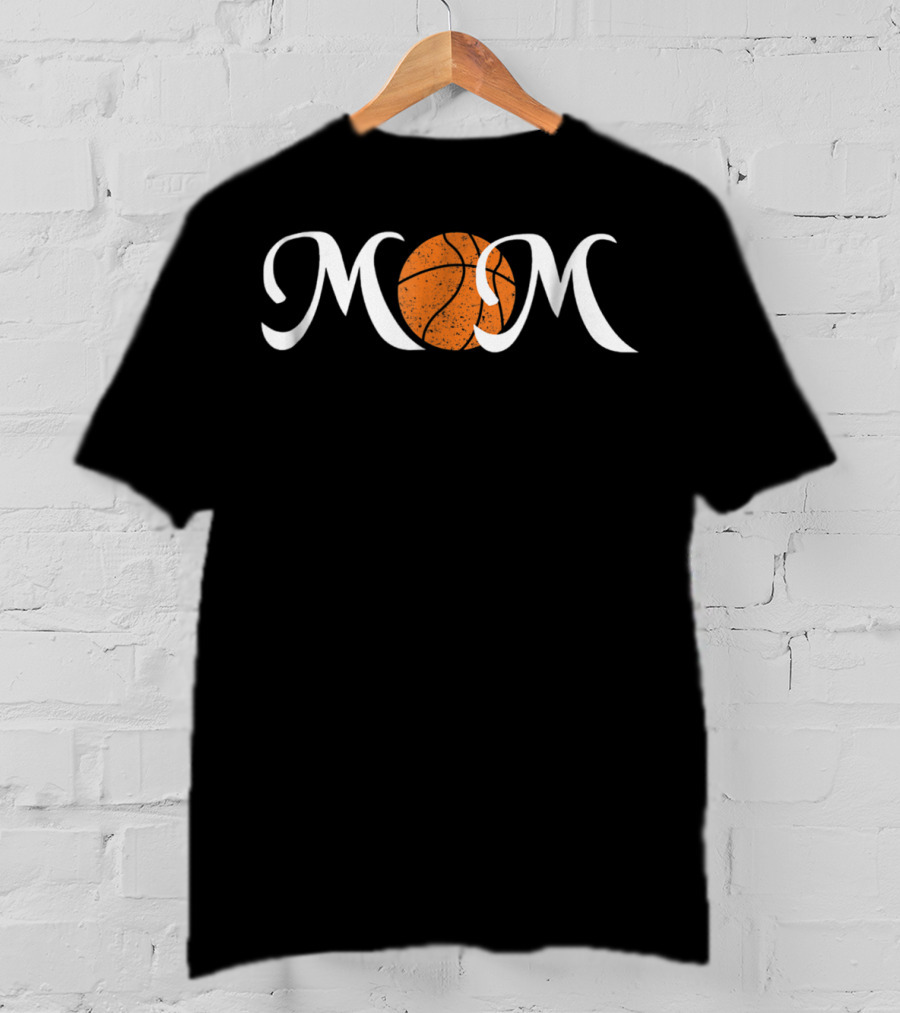 Basketball Mom Sports Orange White Mom Lettering T-Shirt