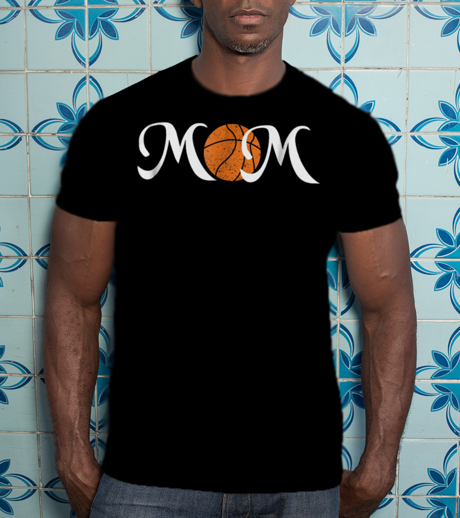 Basketball Mom Sports Orange White Mom Lettering T-Shirt