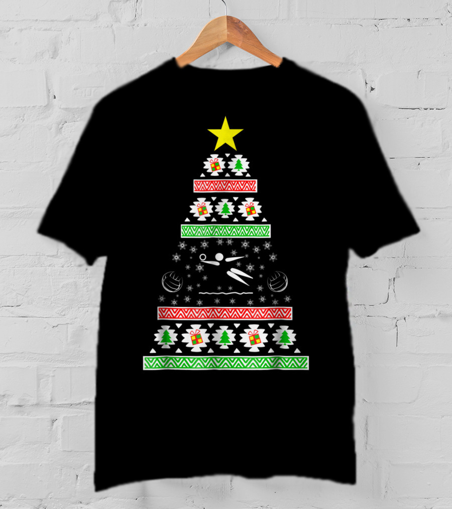 Beach Volleyball Ugly Christmas Tree Dad33 T-Shirt