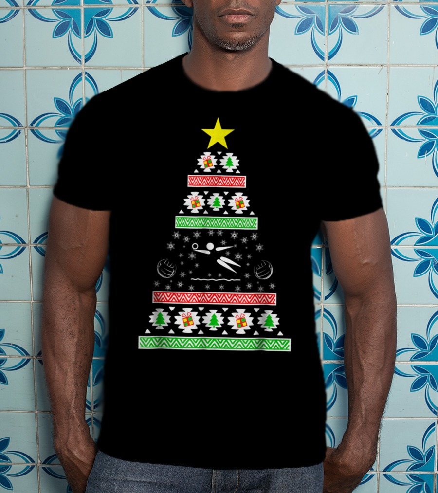 Beach Volleyball Ugly Christmas Tree Dad33 T-Shirt