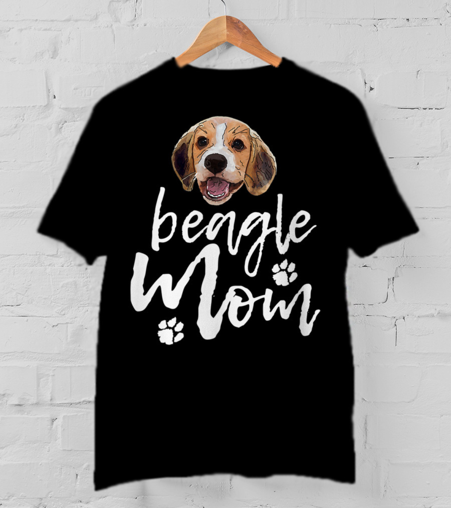 Beagle Mom Cute Dog Face Paw Prints T-Shirt