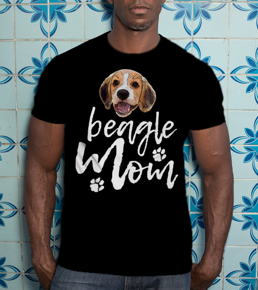 Beagle Mom Cute Dog Face Paw Prints T-Shirt