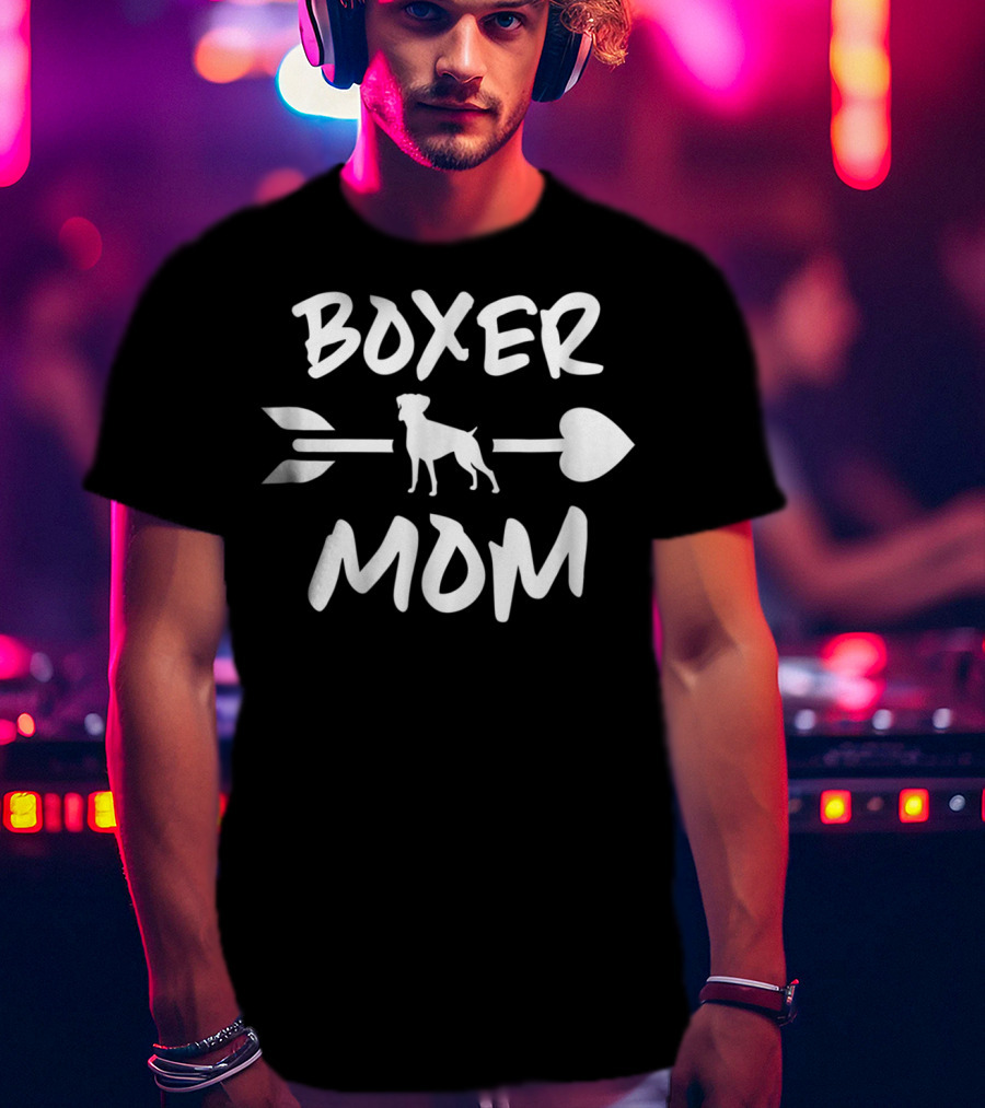 Boxer Mom Boxer Mama Dog Lover 90 Heart Arrow Dog T-Shirt