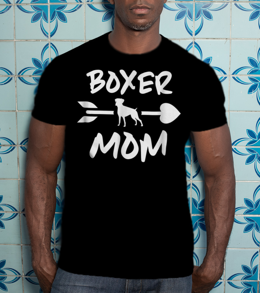 Boxer Mom Boxer Mama Dog Lover 90 Heart Arrow Dog T-Shirt