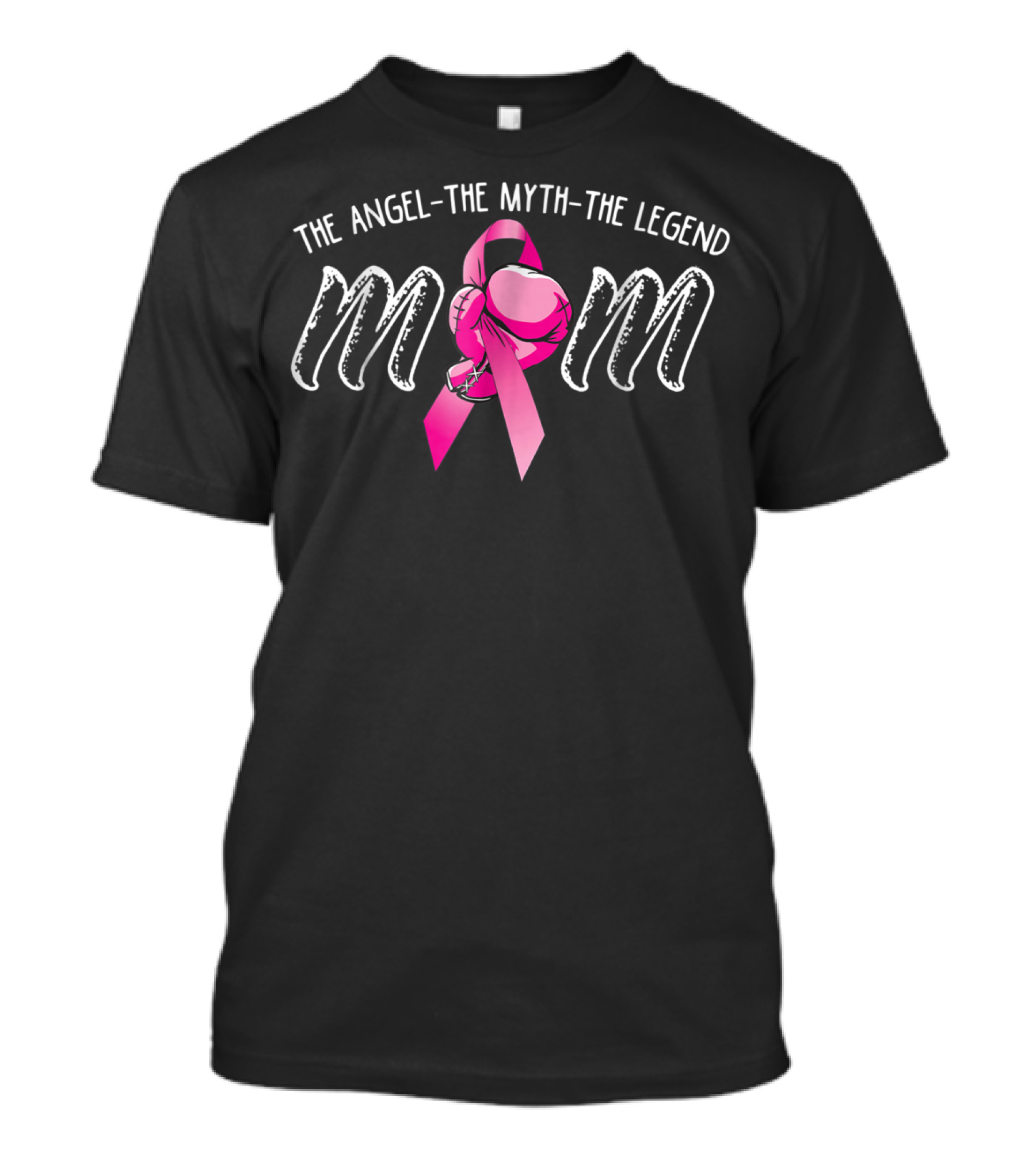 The Angel The Myth The Legend Mom Breast Cancer Pink Ribbon Boxing Gloves T-Shirt