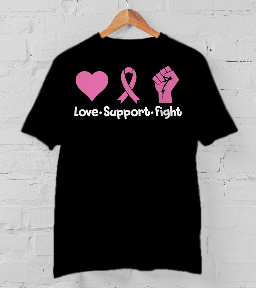 Love Support Fight Breast Cancer Mom Can Fight Cancer T-Shirt