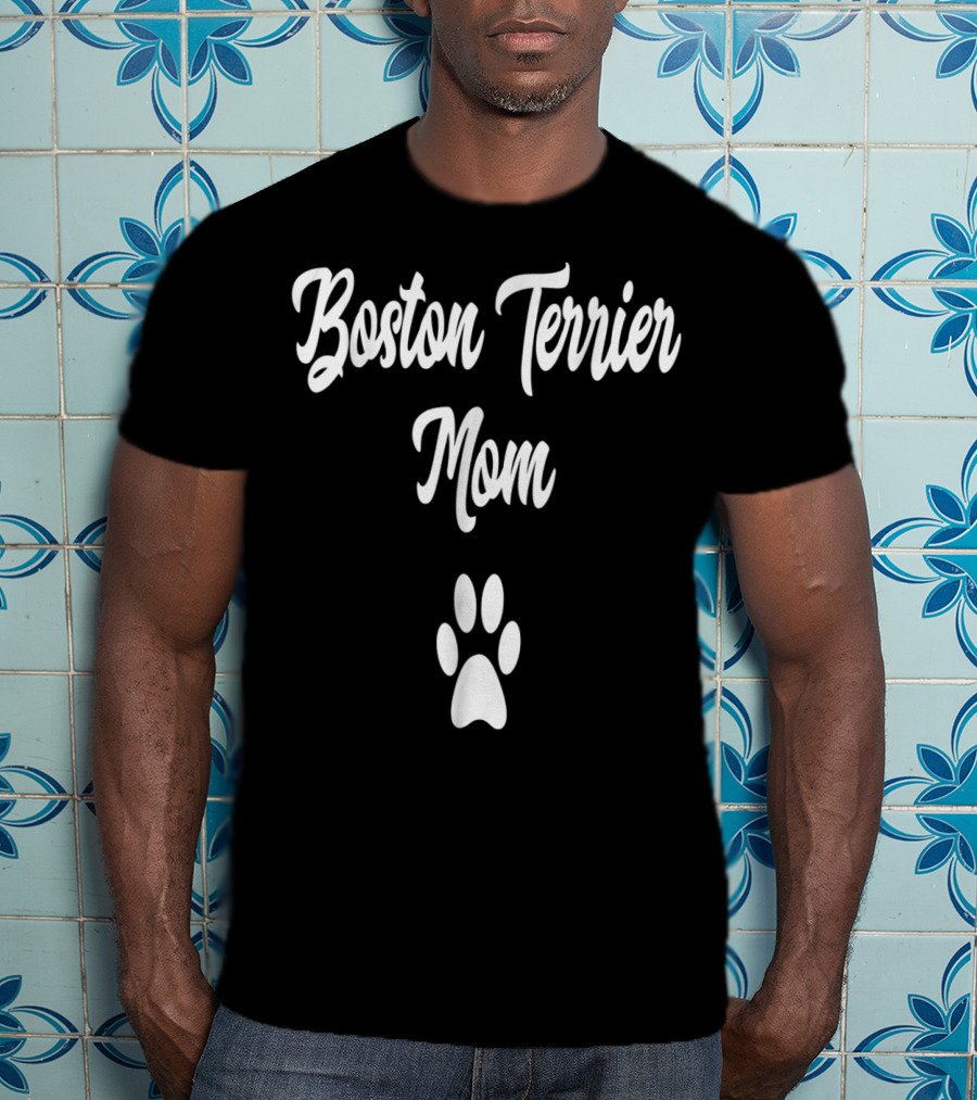 Boston Terrier Mom Paw Prints T-Shirt