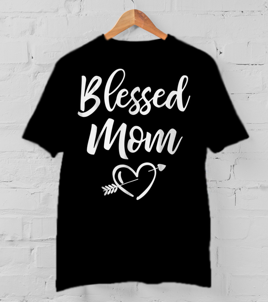Blessed Mom Heart Arrow Christmas Birthday T-Shirt