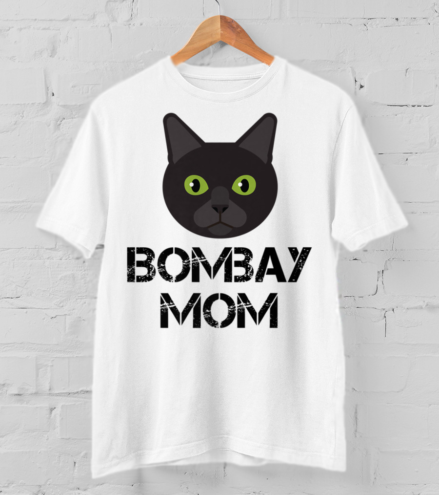 Bombay Mom Cat Owner Black Cat Face T-Shirt