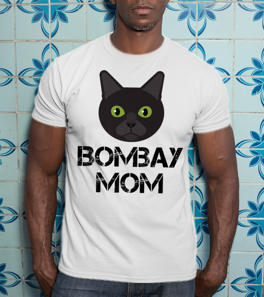 Bombay Mom Cat Owner Black Cat Face T-Shirt