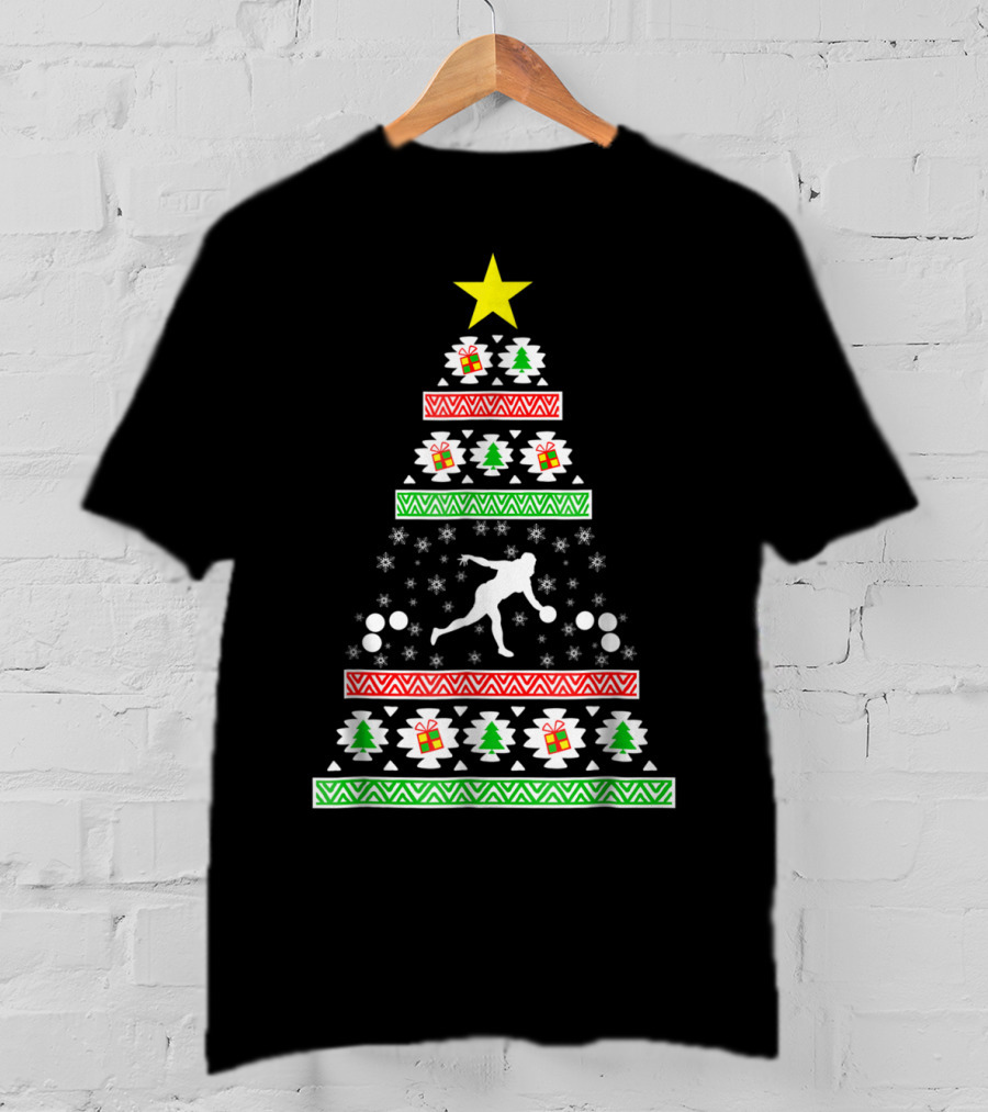 Ugly Christmas Bocce Ball Tree Dad89 T-Shirt