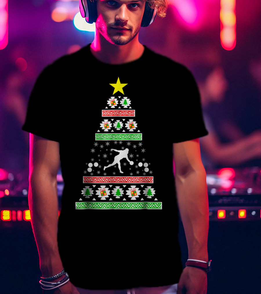 Ugly Christmas Bocce Ball Tree Dad89 T-Shirt